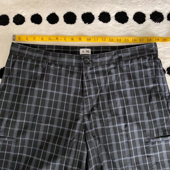 Adidas Plaid Striped Flat Front Cargo Casual Shorts - Picture 7 of 10